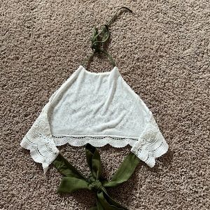 Two piece olive & lace set